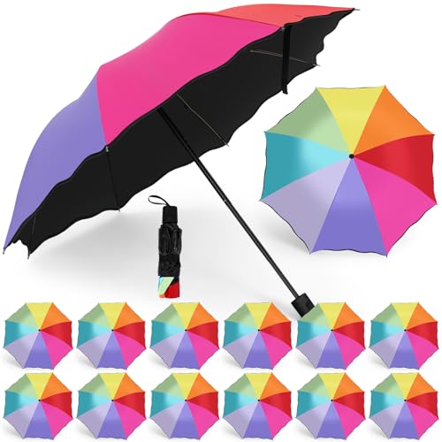 Parapluie arc-en-ciel portables pliants compact pour femmes et hommes