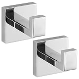 warlve Towel Hooks for Bathrooms, Heavy Duty 33 Lbs Wall Mounted Stainless Steel Modern Hook, – Ideal for Hanging Towels, Robes, Coats, in Kitchen, Bedroom, Bathroom, or Hotel (2, Chrome Polished)
