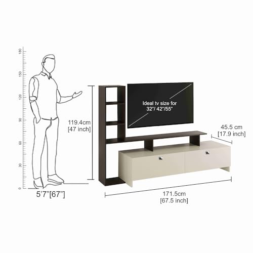 Image of Burlyworth Wooden TV Stand Entertainment Unit for 55 inch
