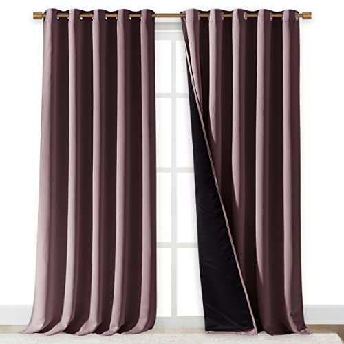 Image of NICETOWN Dry Rose 100% Blackout Curtains for Windows, Super Heavy-Duty Black Lined Total Darkness Drapes for Bedroom, Privacy Assured Window Treatment for Patio (Pack of 2, 70 inches W x 108 inches L)