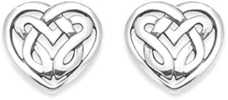 Sterling Silver Celtic Heart Earrings - Celtic stud Earrings - SIZE: 8mm Gift Boxed 5034.