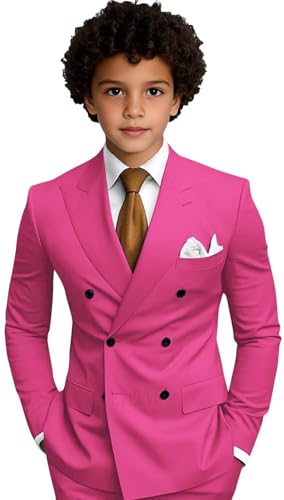 ETEVVU Hot Pink Baby Boys Suit 2 Piece Formal Dress Kids Tuxedo Suits for Toddler Boy Wedding Outfit Size 3