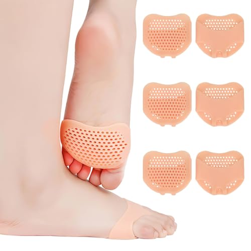 6 Piezas Almohadilla Metatarsal de Silicona, Almohadillas Metatarsales, Almohadillas Para El Antepié, Alivio del Dolor en el Antepié para Hombres y Mujeres, para Tacones Altos, Sandalias
