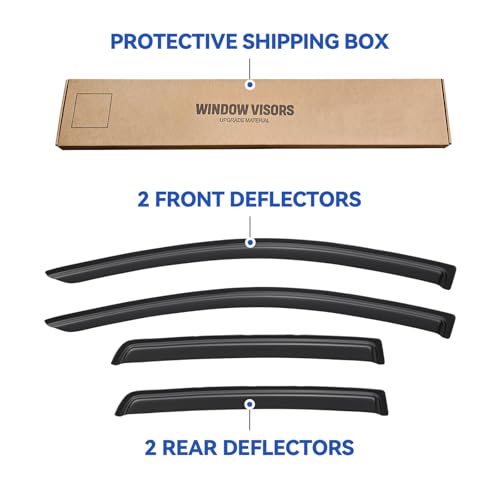 Image of Window Visors Rain Guards for 2009-2014 Hyundai Genesis Sedan, Out-Channel Window Vent Wind Deflectors Visors Shades for 09-14 Hyundai Genesis