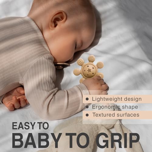 Image of Silicone Baby Teether & Rattle Toy - Soft & Safe for Infants, BPA-Free, Multi-Texture Design for Teething Relief & Early Development (Brown)