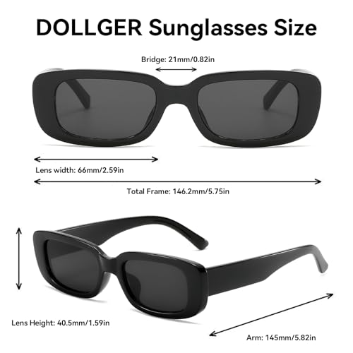 Dollger Rectangle Sunglasses for Women Men Trendy Retro Fashion Sunglasses UV 400 Protection Square Fram - Image 6