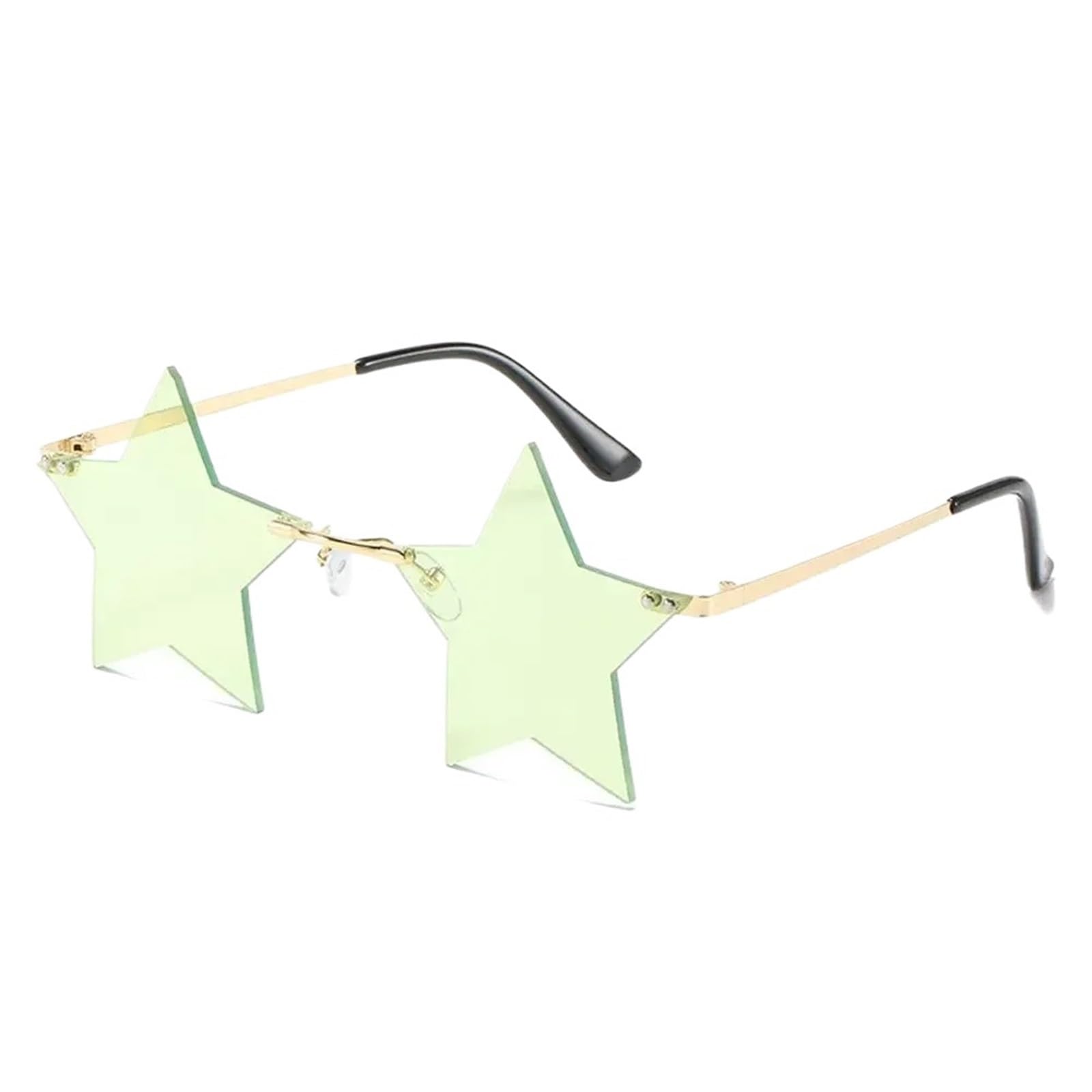 20pcs Star Shape Sun Glasses Funny Pentagram Eyewear Eyeglasses Christmas Decoration Party Rimless Sunglasses For Night Out Party(Green)