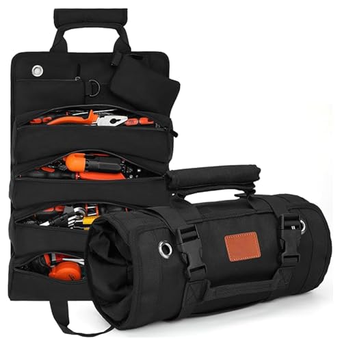JSTHHTT Hardware Tools Bag Bolsa de Herramientas Pequeña, Bolsa Herramientas Electricista, Bolsa Porta Herramientas de Tejido Oxford con 6 Bolsillos, Para Electricistas/Carpinteros/Fontaneros