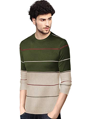 Image of EYEBOGLER Men's Regular Fit Striped Round Neck T-Shirt