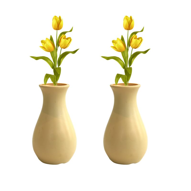 Image of GARDENS NEED 6-Inch (15.24 cm) Lucky Flower Pot | Round Shape, Set of 2, Cream Planter for Indoor & Outdoor | UV-Resistant, Lightweight Plastic Pots| Ideal for Flowers, Herbs, and Small Plants