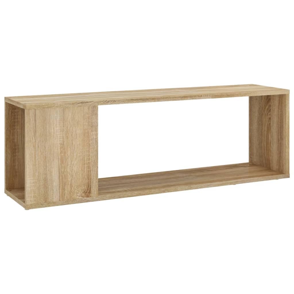 Mobile TV in rovere Sonoma, 100 x 24 x 32 cm, in legno con 2 ripiani, design sottile, mobile TV stabile per riviste, DVD e dispositivi multimediali, facile da pulire