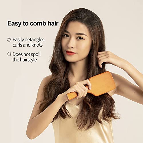 Rhos Wooden Paddle Hair Brush With Nylon Bristles For Men&Women-Large Wood Paddle Hair Brush For Detangling,Massage And Smoothing-Cushion Square Hair Brush For Thick/Curly/Thin/Long/Short Hair #TOP6