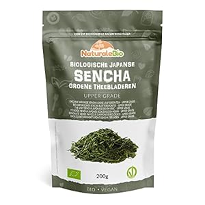 Biologische Japanse Groene Sencha Thee 200 gram. Bio, Natuurlijke en Zuivere Groene Thee van de Eerste Pluk, Geteeld in…
