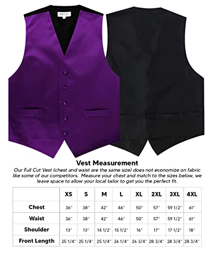 Vittorio Farina Solid Purple Suit Vest For Men Set Of 4 - Vest, Tie, Bow Tie & Pocket Square (4Xl) #TOP6