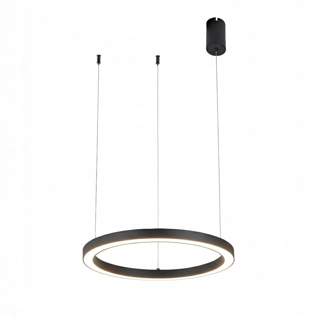 Lampa Sufitowa Wisząca LED GRANDE 36W 2100lm 4000K Neutralna Biała - Nowoczesna Oprawa LED - Czarny Ring 60 cm - Minimalistyczny Design - Żyrandol do Sypialni, Salonu, Jadalni