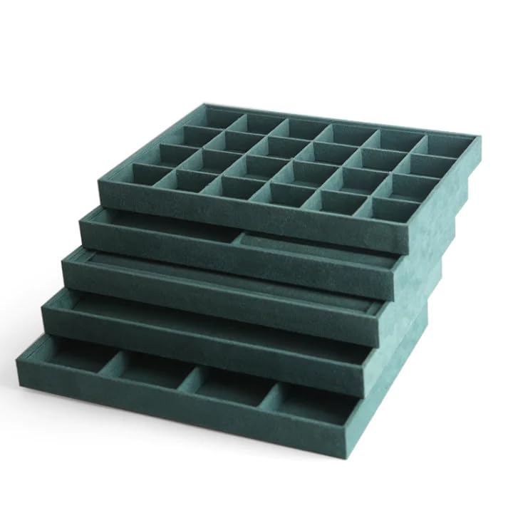 Image of Premium Green Velvet 24 Grid Jewelry Tray,Bracelet Watch Jewelry Display Tray,Showcase Jewelry Organizer