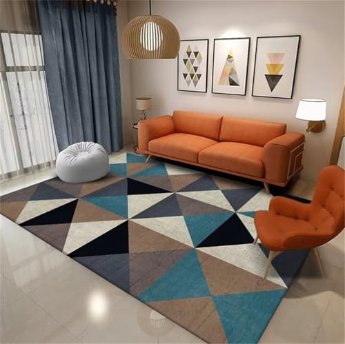Tapis résistant aux taches bleu 60x110cm motif géométrique - 2