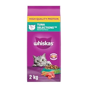 Whiskas Tuna Selections Adult Dry Cat Food – Natural Tuna Flavour, 2kg Bag