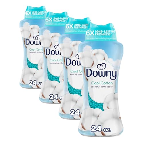 Image of Downy Cool Cotton In-Wash Laundry Scent Booster Beads, 24 oz, laundry scent beads, Long-lasting Freshness (Pack of 4)