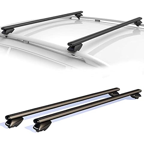 COWVIE 138cm Roof Rack Cross Bars Adjustable Aluminum Cargo Bars Fits Most Existing Raised Side Rails with Gap - Black Cover