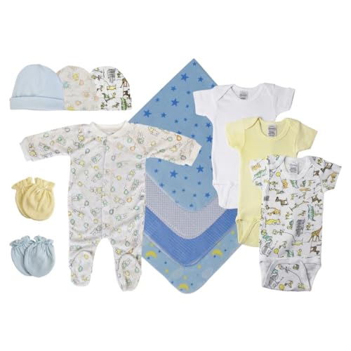Bambini NC-0523S Baby Boy 13 Piece Layette Sets White & Blue - Small