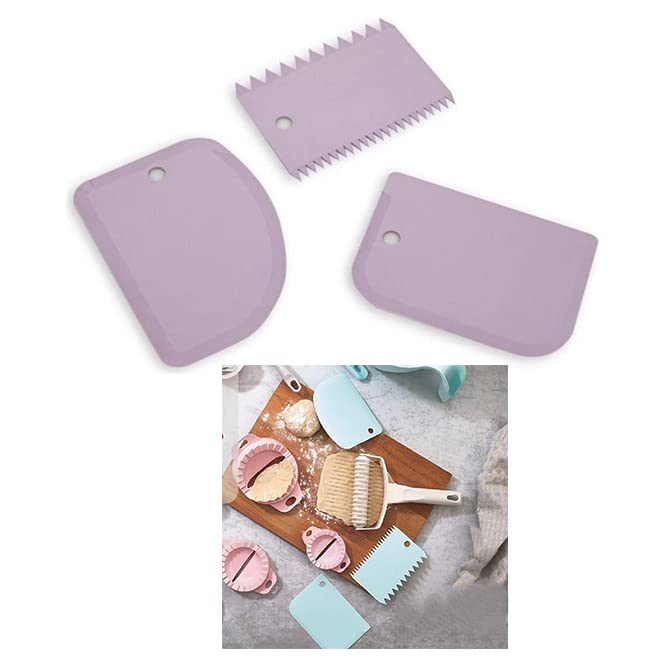 HK Online Set 3 Cake Decorating Tools -Easy Cake Scraper Tools, Fondant Icing, Dough Cutter, Flower Modelling, Marzipan, Sugar Paste, Gum Paste (3 Scraper Set)