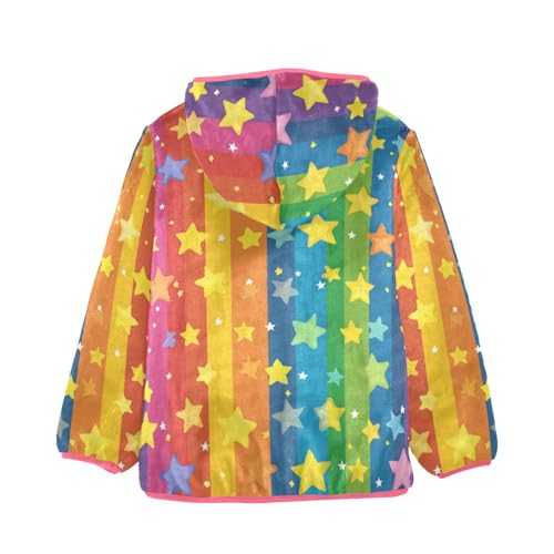 Rainbow Star Colorful Girls Fleece Jacket Girls Fall Jacket Girl Coats Zip Up Hoodie Children Sherpa Warm Outerwear 2-10T2