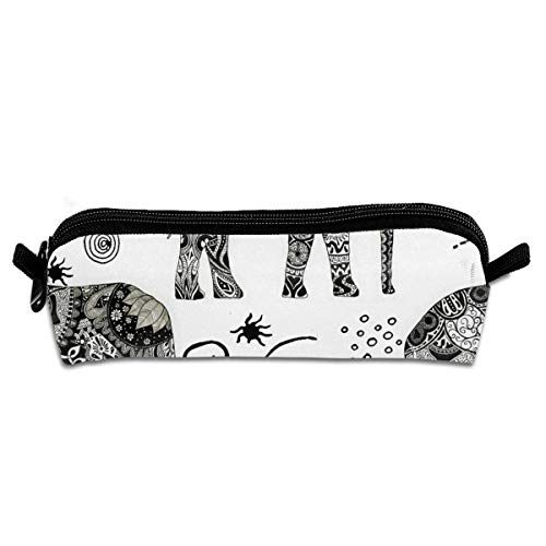 Preisvergleich Produktbild Niedliche Kinder Bleistiftetui Geldbörse Beutel Briefpapier Beutel Make-up Tasche Böhmischer Elefant Boho Weiß