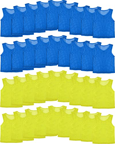 36 Pcs Pinnies Youth Scrimmage Vests Youth Pinnies For Sports Kids Soccer Basketball Jersey Practice Soccer Pinnies (Yellow, Dark Blue) #TOP16