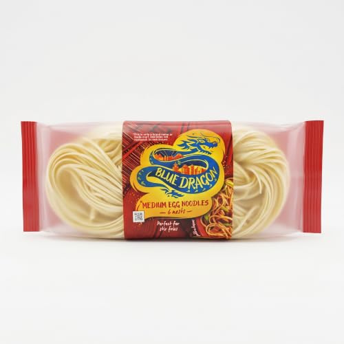 Image of Blue Dragon Medium Egg Noodles 300g, Includes 6 Portioned Nests, Authentic Asian Stir Fry & Chow Mein Noodles, Imported from Thailand