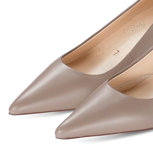 7or9 Nude Heels for Women Comfortable Women’s Pumps Breathable Lambskin White Heels Closed Toe Dressy Prom Heels 2"2