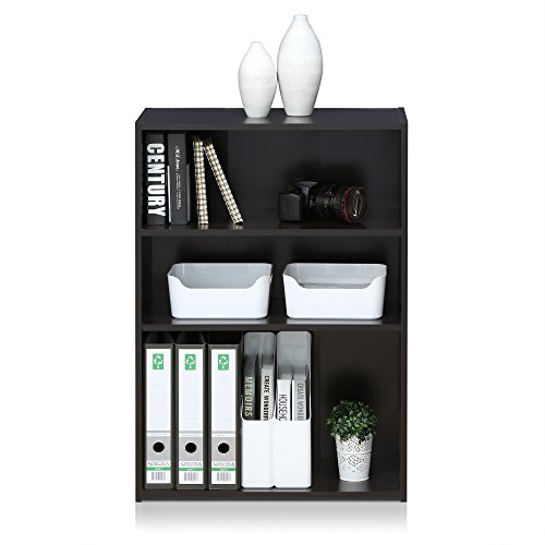 Image of Furinno WRIGHT Book Shelf, 3-Tier Modern Bookshelf, Bookcase with Closed Back, 11.6 inch x 24.5 inch x 35.3 inch, for Living Room, Bedroom, Home Office, Cinnamon Cherry