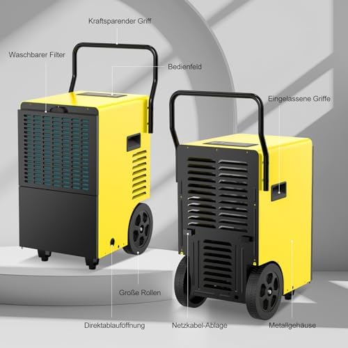 Bild 5 - Bautrockner Luftentfeuchter Keller 50 L/Tag - Fläche 150 m²/380 m³ - 24Hr Timer Innenbereich Trocknungsgerät mit 7 L Großwasserbehälte für Große Räume