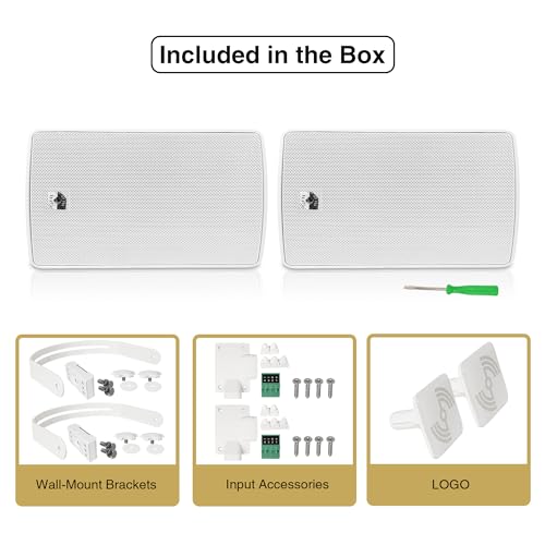 Image of Sound Town Commercial Restaurant Bluetooth Amplifier + Surface-Mount Speaker Set, with One 6-Zone 70V /100V Amplifier with Bluetooth, 6 x 6.5-Inch Surface-Mount Speakers, White (PAC180X6TV6W)