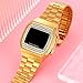 Women Square Digital Watches Luxury Stainless Steel Band LED Electronic Watch Fashion Ladies Sport Wrist Watches (Diamond gold)