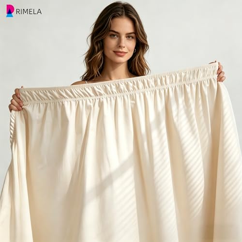 Dorm Room Bed Skirt Twin XL 42" Drop, College Split Corner Bedskirt, Beige by RIMELA - Used condition - Image 6