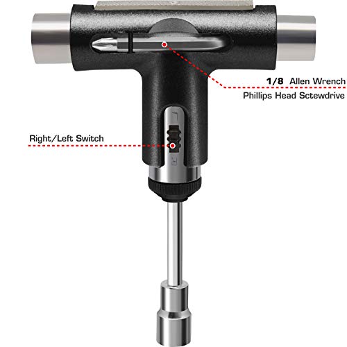 Merkapa Ratchet Skateboard T Tools All In One Tool (Black) #TOP2