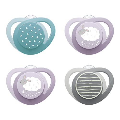 Image of NUK Glow-in-The-Dark Orthodontic Pacifier with Heart-Shaped Shield, BPA-Free, fits 0-6 Months, 4-Pack