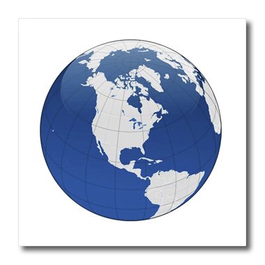 6x6 Iron on Heat Transfer for White Material - Blue White Earth Globe Décor II
