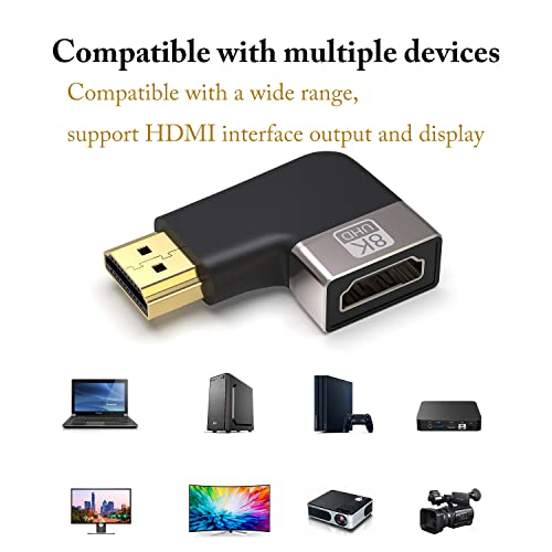 VMOJO 8K HDMI 2.1 Extender Adapter, Durable 90 Degree Left Angle Male to Female Coupler, 48Gbps, Supports 8K@60Hz - Image 2