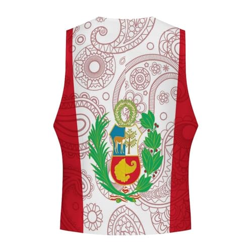 Peruvian Flag Paisley Pattern Novelty Men's Suit Vest Funny Formal Dress Vests Business Waistcoat4