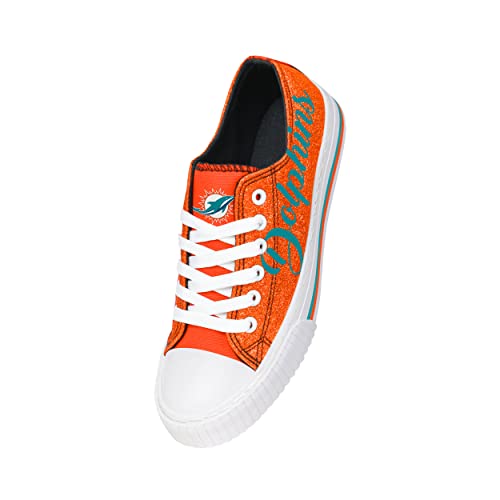 Image of FOCO Womens NFL Team Logo Ladies Fashion Color Glitter Low Top Canvas Sneakers Shoes