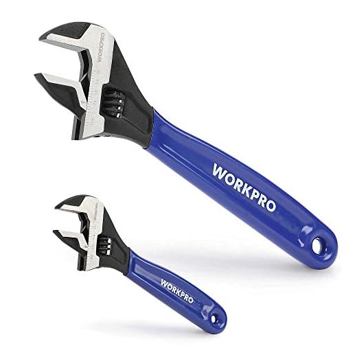 WORKPRO 2-piece Adjustable Wrench Set, 6-Inch & 10-Inch Wrenches, Wide Jaw Black Oxide Wrench With Cushion Grip, Metric & SAE Scales, Cr-V Steel, for Home, Garage, Workshop