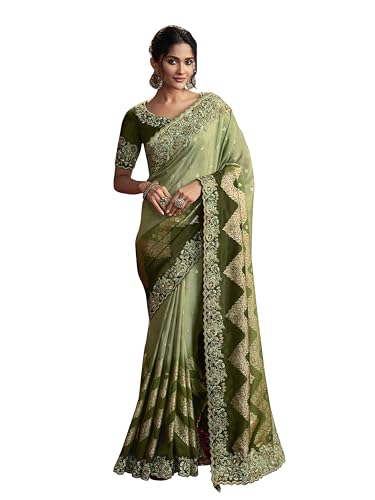 Saree bordado de seda jacquard ideal para bodas y galas elegantes