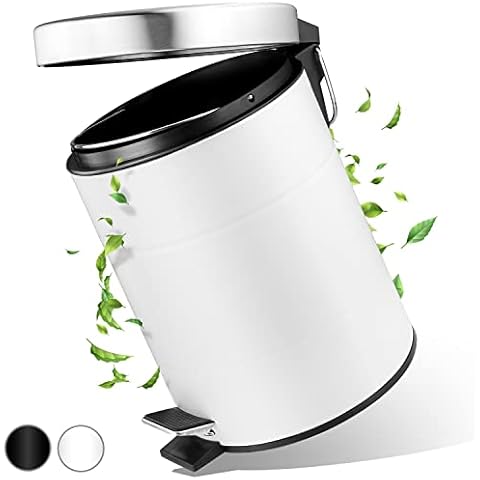 Leroo® Badezimmer Mülleimer mit Anti-Rutsch Boden - Kosmetikeimer Bad mit soft close Absenkautomatik - Bad-Mülleimer aus hochwertigem Edelstahl Cover