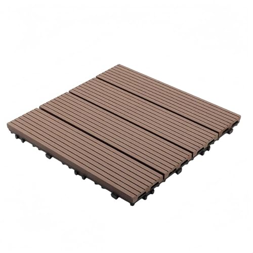 SSZY ウッドデッキ 11枚 約1m2 ウッドデッキ ジョイントDIYフローリング 庭 ベランダ バルコニー タイル 屋外バルコニー接合床自己舗装 組み立てが簡単 テラス庭防水防腐 木製プラスチック床 滑り止め ベランダ 床 ガーデン ジョイント 人工木