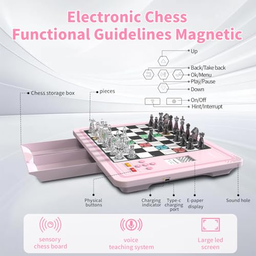 Electronic Chess Set, Computer Chess Game, Chess Set Board Game, Electronic Chess Game, LEDs, Built-in Battery, Great Partner for Play and Practice miniatura 2