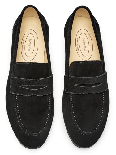Image of Journey West Men's Suede Leather Belgian Loafers for Men Slip-on Casual Penny Casual Loafers