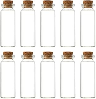 10Pcs Small Glass Bottles with Cork Lids, Mini Glass Bottles With Stoppers Empty Spell Jars Small Message Bottles Tiny Wishing Bottles Miniature Potion Bottles for DIY Crafts Decoration Wedding Party