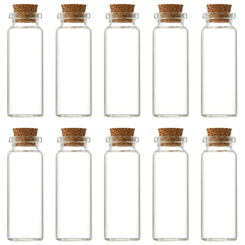 Udewo 10 Pcs Small Glass Bottles with Cork Lids, Mini Glass Bottles with Stoppers Empty Spell Jars Tiny Wishing Bottle Miniature Potion Bottle for DIY Arts Crafts Decoration Wedding Party Favors